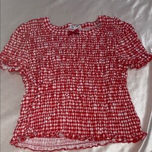 Chic Red and White Women's Blouse